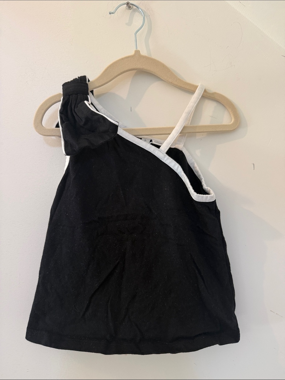 Janie and Jack Black One-Shoulder Tank Top with White Trim
